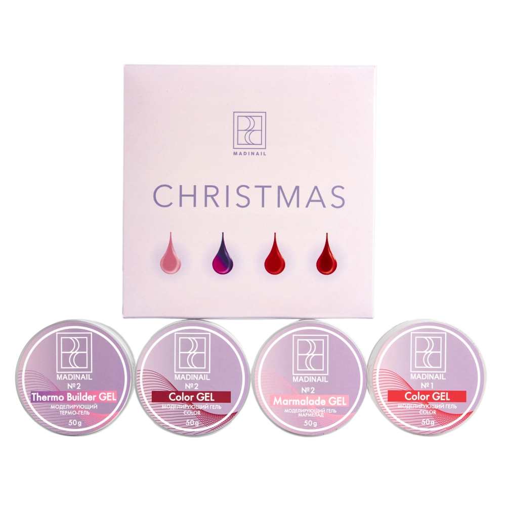 MADINAIL NAIL BUILDER UV LED ŻELE BUDUJĄCE DO PAZNOKCI CHRISTMAS GIFT SET 4 x 50g