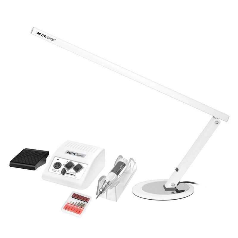 ACTIVESHOP FREZARKA ACTIV POWER JD500 WHITE + LAMPKA NA BIURKO SLIM 20W BIAŁA