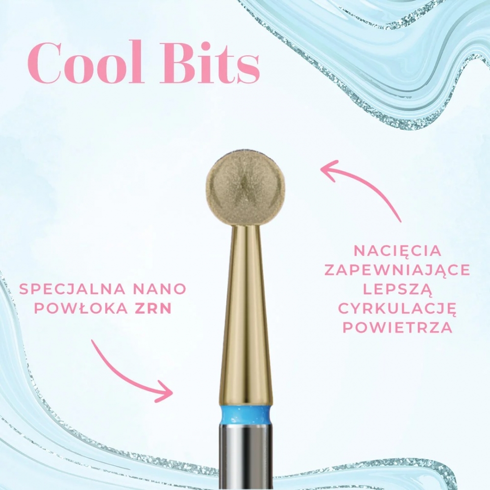 IQ NAILS FREZ W KSZTAŁCIE KULKI Z NACIĘCIAMI COOL BITS GOLD LINE 001.X524.031