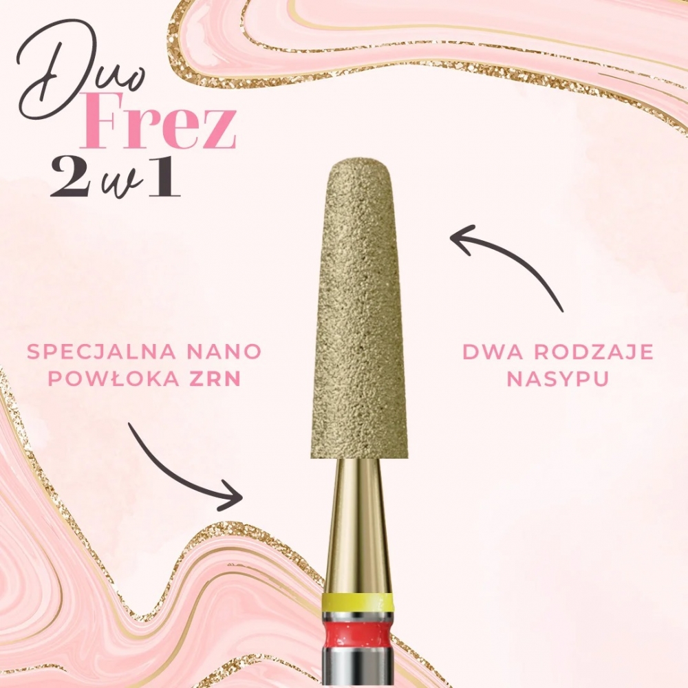 IQ NAILS FREZ W KSZTAŁCIE ZAOKRĄGLONEGO STOŻKA Z NASYPEM 2W1 SOFT DUOFREZ