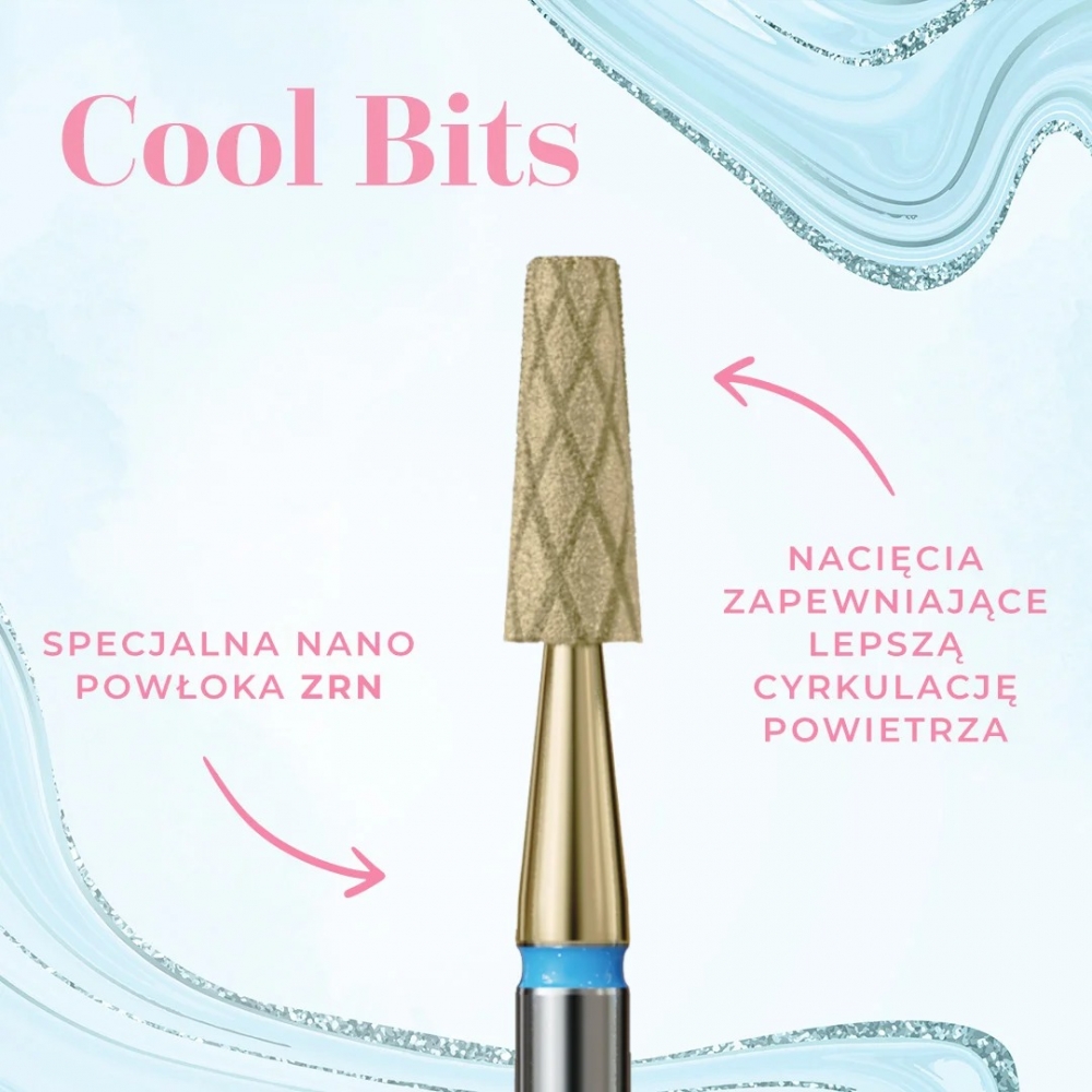 IQ NAILS FREZ W KSZTAŁCIE ŚCIĘTEGO STOŻKA – FREZ Z NACIĘCIAMI COOL BITS GOLD LINE 172.X524.031