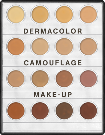 KRYOLAN DERMACOLOR CAMOUFLAGE CREME MINI PALETTE 16 COLORS NR 1 PALETA 16 MINI PODKŁADÓW 