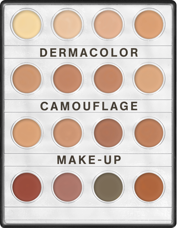 KRYOLAN DERMACOLOR CAMOUFLAGE CREME MINI PALETTE 16 COLORS NR 2 PALETA 16 MINI PODKŁADÓW 