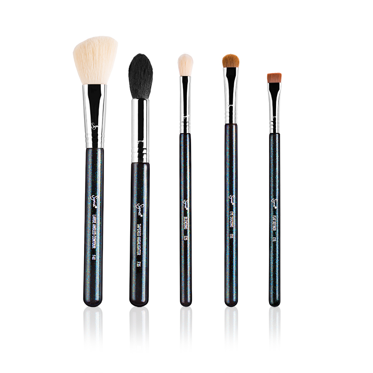 SIGMA BEAUTY NIGHTLIFE BRUSH SET GLITTER HANDLES ZESTAW PĘDZLI DO TWARZY I CIAŁA Z BROKATOWYMI TRZONKAMI