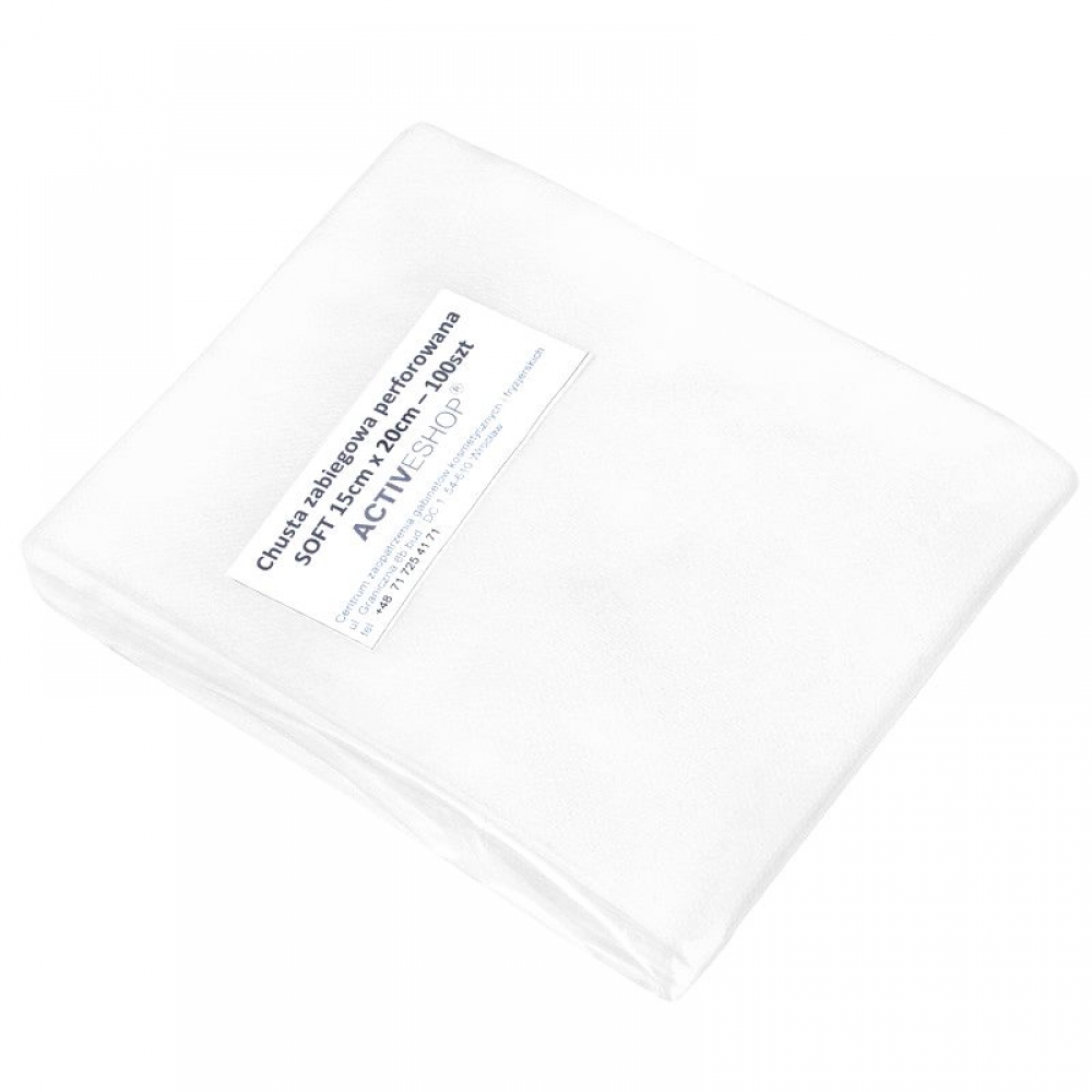 Jednorazowe chusty zabiegowe perforowane 100 szt. 15 x 20 cm białe (112440)