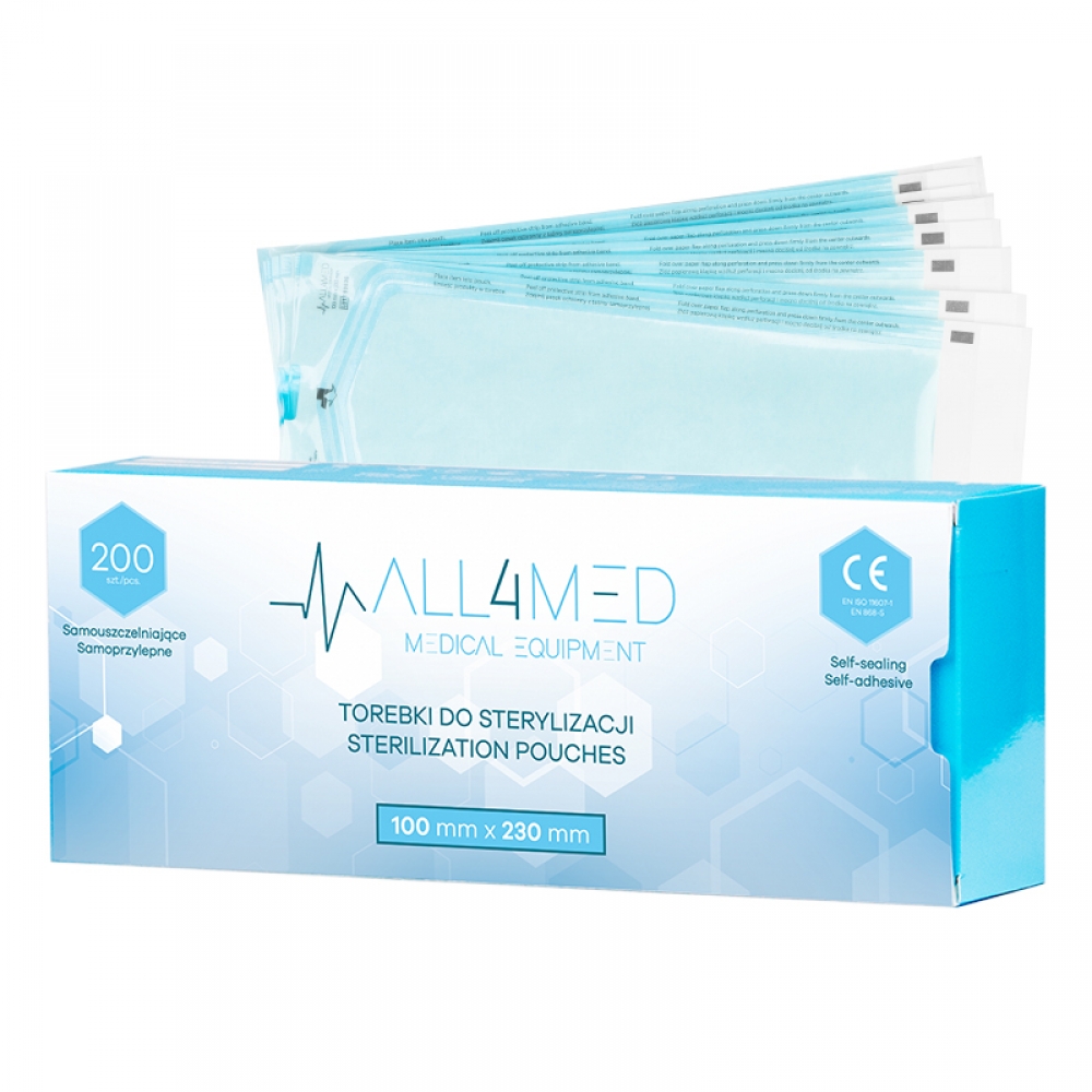 All4med torebki do sterylizacji w autoklawie 100 mm x 230 mm 200 szt. (126243)