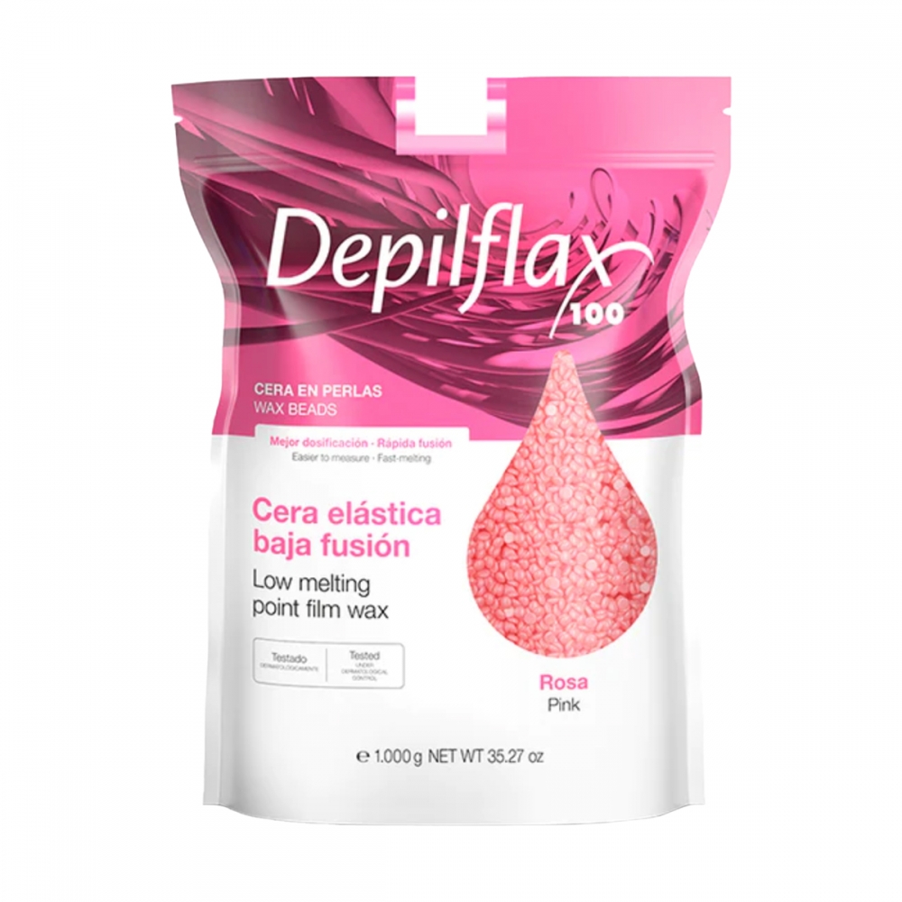 Depilflax 100 elastyczny wosk do depilacji o niskiej temperaturze topnienia perłowy rosa różane 1000 g (126891)