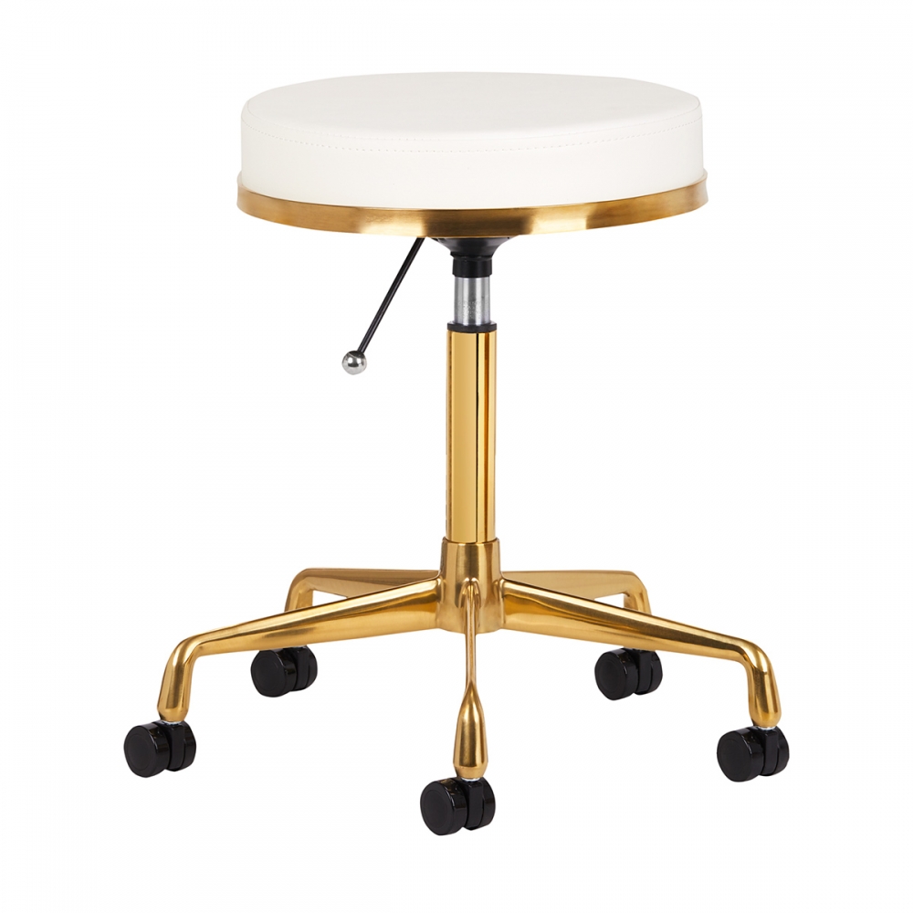 Taboret kosmetyczny H4 złoty biały  (140258)
