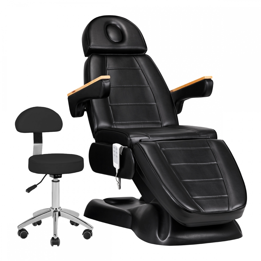 Fotel kosmetyczny elektryczny SILLON Lux 273b + taboret 304 czarny (148298)
