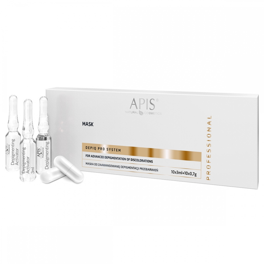 APIS DEPIQ PRO SYSTEM Maska do zaawansowanej depigmentacji przebarwień, 10x3ml + 10x0,7g (149601)