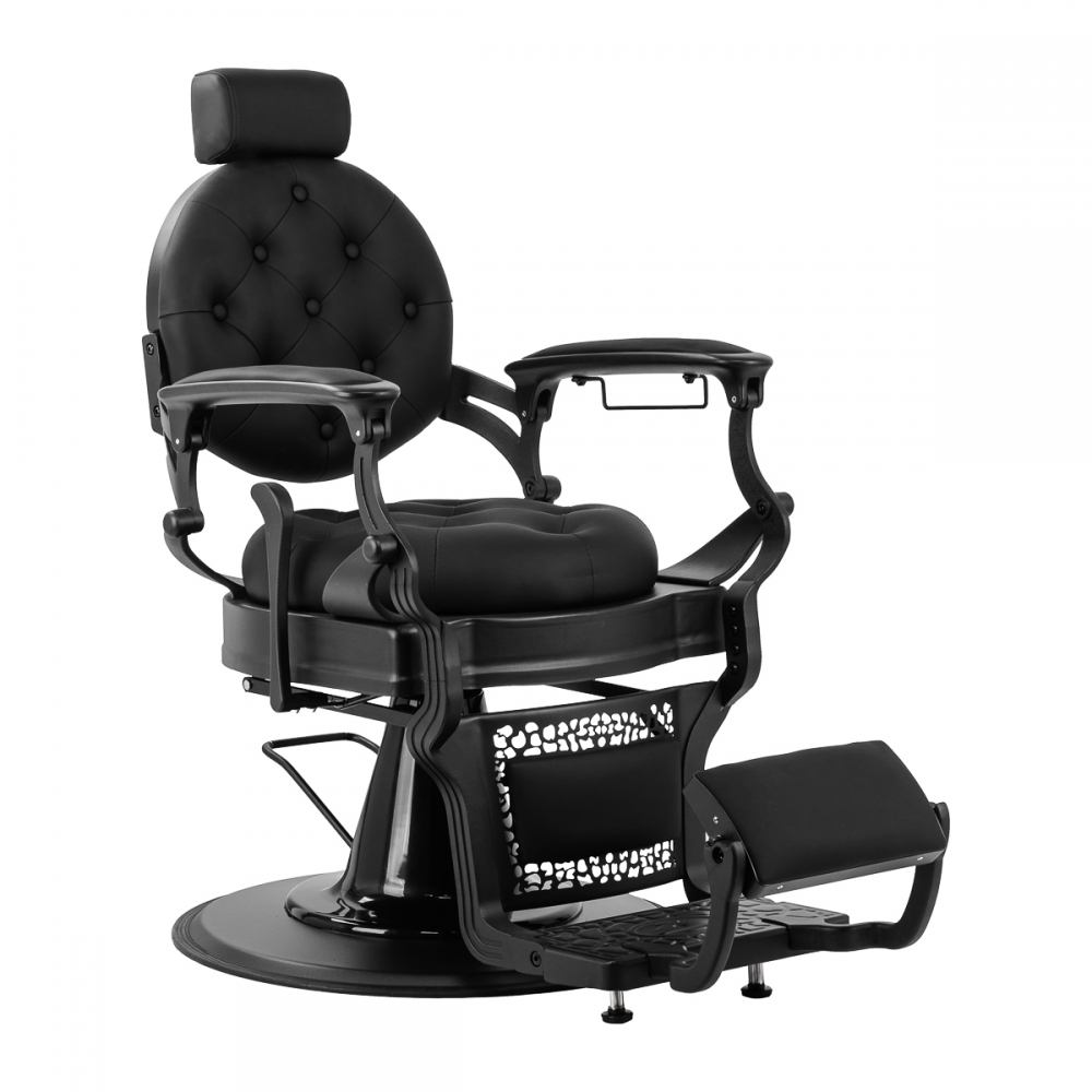 Gabbiano Fotel barberski Niccolo czarny z czarną ramą (153417)