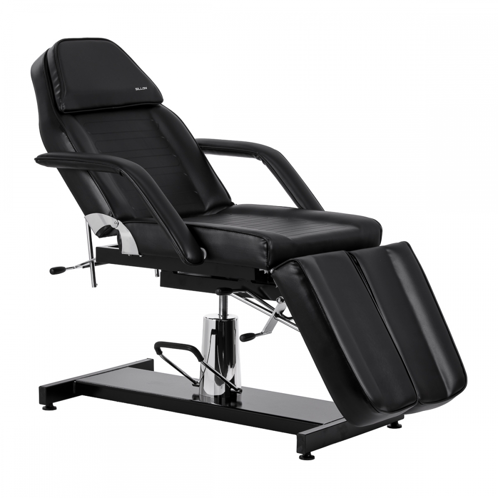 Fotel kosmetyczny hydrauliczny do pedicure Sillon 210 z kołyską i dzielonym podnóżkiem czarny  (155680)