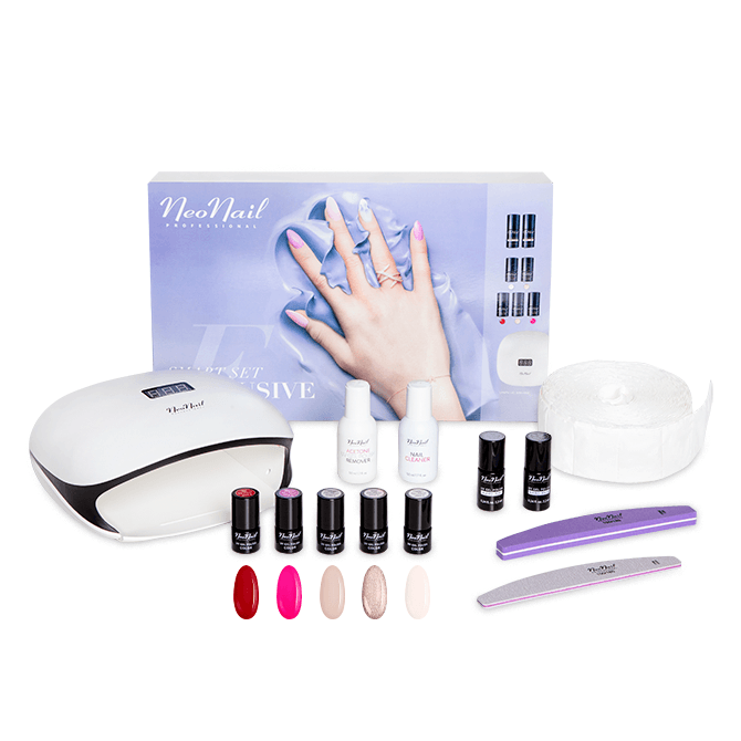 NEONAIL SMART SET EXCLUSIVE ZESTAW DO MANICURE HYBRYDOWEGO STARTER WRAZ Z LAMPA LED 48W