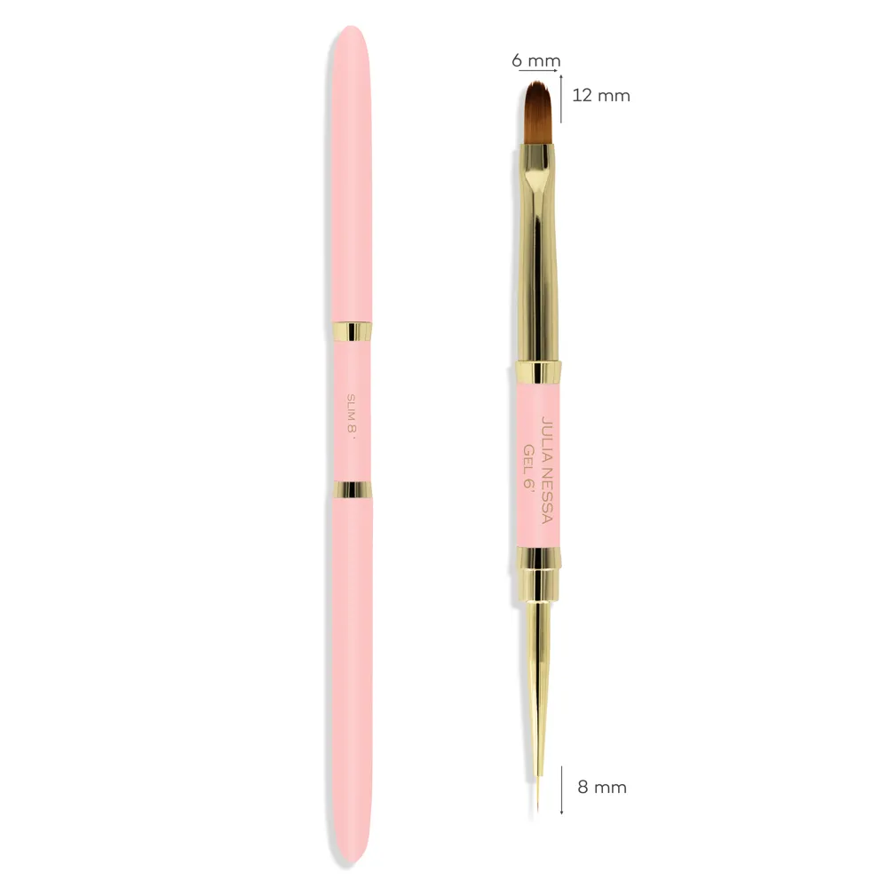 JULIA NESSA PĘDZELEK JULIA NESSA SLIM GEL BRUSH 8MM\6MM RÓŻOWY