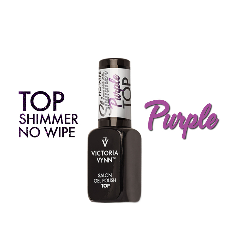 VICTORIA VYNN GEL POLISH TOP NO WIPE SHIMMER TOP HYBRYDOWY PURPLE 8ml