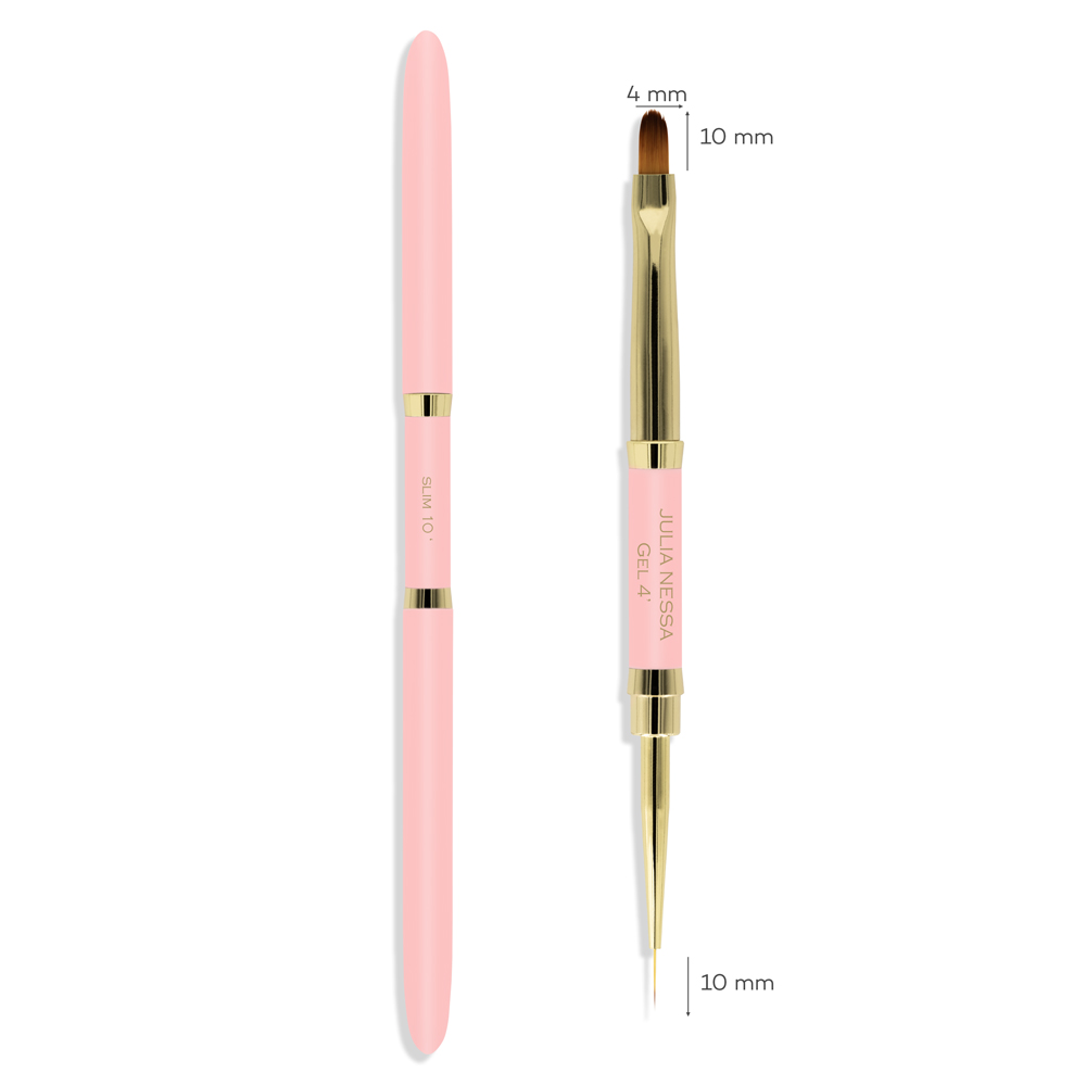 JULIA NESSA GEL BRUSH 4mm SLIM LINER 10mm - DUO BRUSH 10mm/4mm