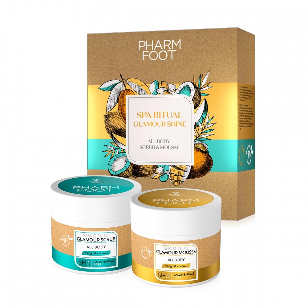 PHARM FOOT SPA RITUAL GLAMOUR SHINE SET PEELING I MUS ROZŚWIETLAJĄCY DO CIAŁA