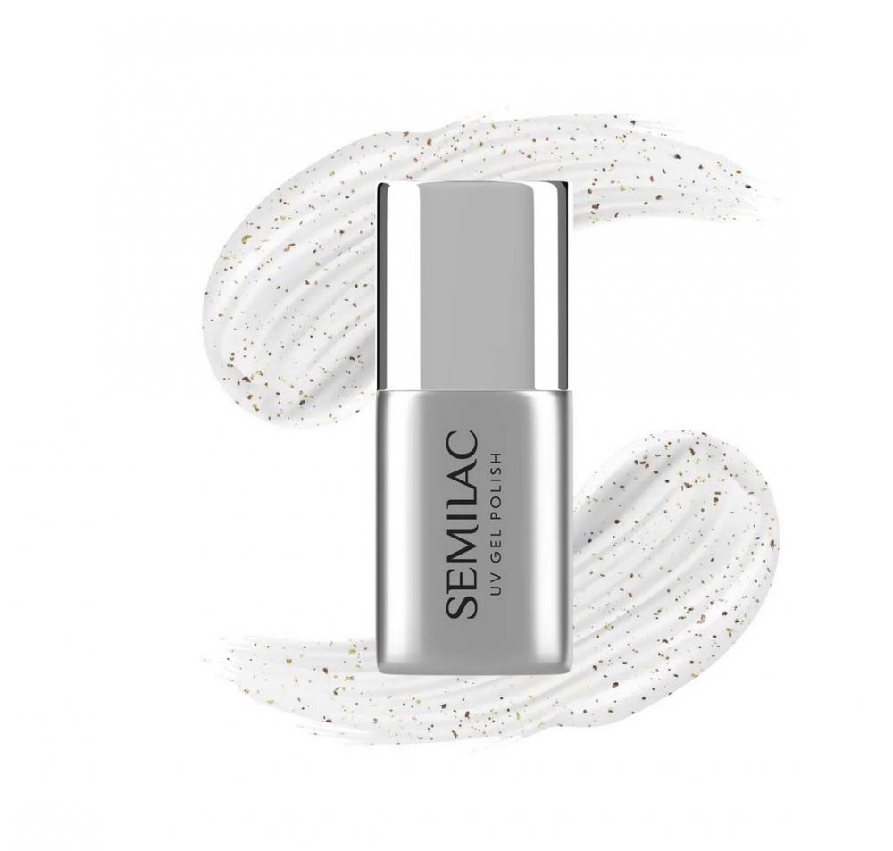 SEMILAC TOP COAT NO WIPE BLINKING GOLD FLAKES UV LED T13 - 7ml