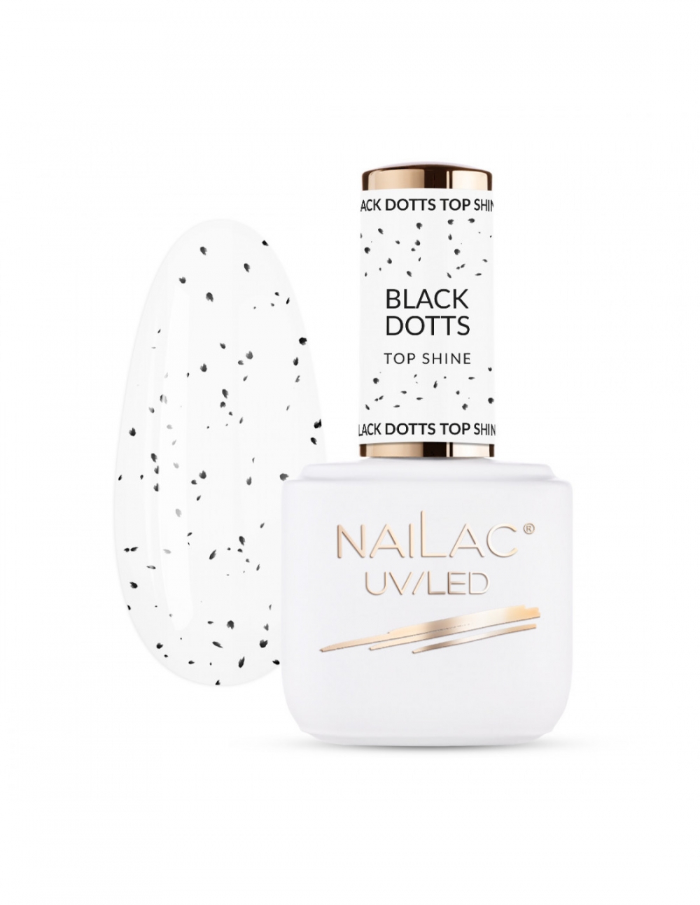 NAILAC TOP HYBRYDOWY BLACK DOTTS TOP SHINE  7ML 