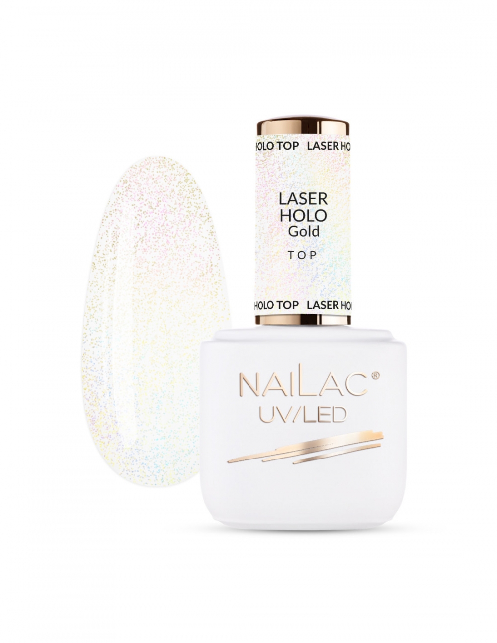 NAILAC TOP HYBRYDOWY UV LED LASER HOLO TOP GOLD 7ML