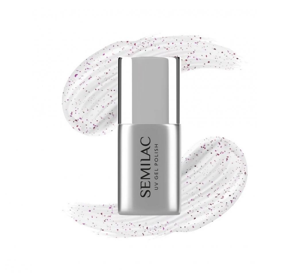 SEMILAC TOP COAT NO WIPE BLINKING VIOLET & ROSE FLAKES UV LED T14 - 7ml