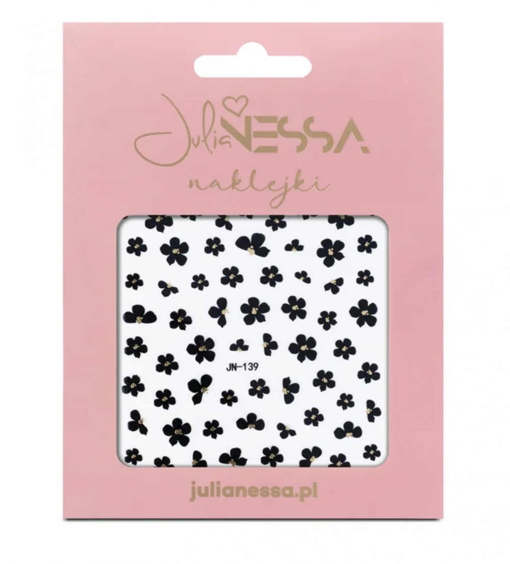 JULIA NESSA NAKLEJKI NA PAZNOKCIE - CZARNE KWIATY