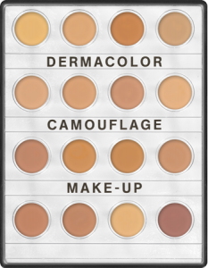 KRYOLAN DERMACOLOR CAMOUFLAGE CREME MINI PALETTE 16 COLORS MEDIUM PALETA 16 MINI PODKŁADÓW