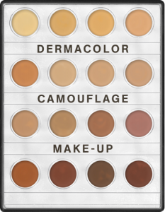 KRYOLAN DERMACOLOR CAMOUFLAGE CREME MINI PALETTE 16 COLORS NR 1 PALETA 16 MINI PODKŁADÓW 