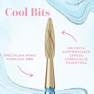 IQ NAILS FREZ W KSZTAŁCIE DŁUGIEGO PŁOMYKA Z NACIĘCIAMI COOL BITS GOLD LINE 243R.X524.023