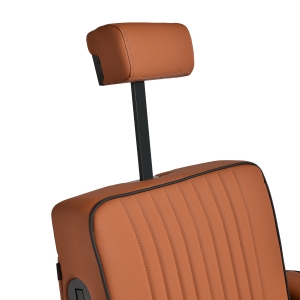 Gabbiano Fotel barberski Levi brązowy z czarną ramą bez przeszycia z tyłu  (154191)