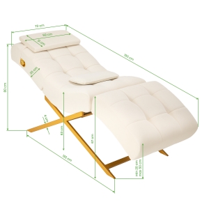 Fotel zabiegowy do rzęs Sillon Umbra biały welur ze złotą podstawą (155739)