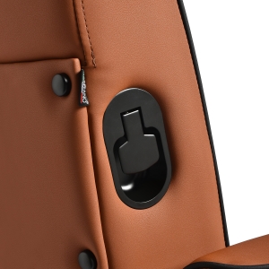 Gabbiano Fotel barberski Levi brązowy z czarną ramą bez przeszycia z tyłu  (154191)