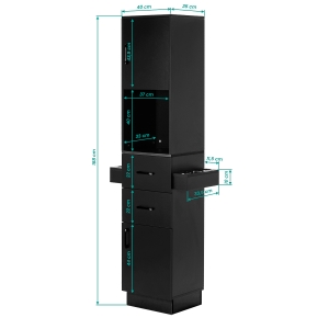 Stacja fryzjerska Labor Gabbiano TOTEM czarna z czarnym okuciem  (154237)