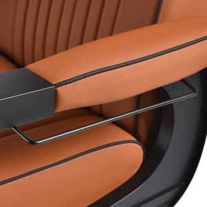 Gabbiano Fotel barberski Levi brązowy z czarną ramą bez przeszycia z tyłu  (154191)