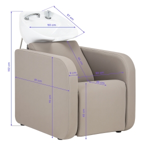 Gabbiano Myjnia fryzjerska Sylvia z elektrycznym podnóżkiem beżowa (153419)