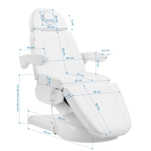 Fotel kosmetyczny elektr. Azzurro Lux 3m biały z podgrzewaniem  (154877)