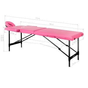 Stół składany do masażu aluminiowy komfort Activ Fizjo 2 segmentowe róż czarne aluminium  (147200)