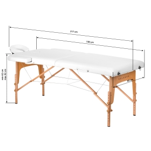 Stół składany do masażu drewniany Balance 2 segmentowy white (155272)
