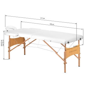 Stół składany do masażu drewniany Balance Lux 2 segmentowy 190x70 biały (155279)