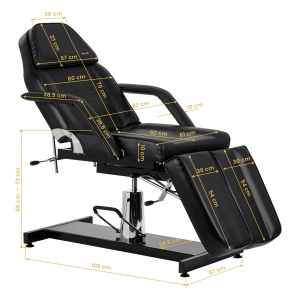 Fotel kosmetyczny hydrauliczny do pedicure Sillon 210 z kołyską i dzielonym podnóżkiem czarny  (155680)