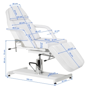 Fotel kosmetyczny hydrauliczny Sillon 210 z kołyską biały  (155704)