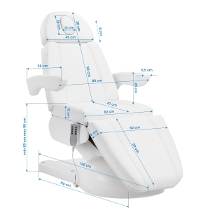 Fotel kosmetyczny elektr. Azzurro Lux 4m biały z kołyską  (154878)