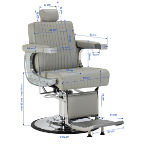 Gabbiano fotel barberski Visionerio szary chrom rama  (155246)