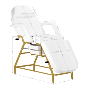 Fotel kosmetyczny 557G z kuwetami złoto biały  (147251)