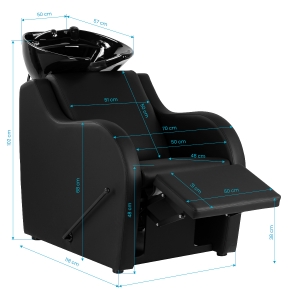 Gabbiano Myjnia fryzjerska Carmen z regulowanym podnóżkiem czarna (153420)