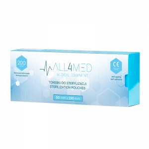 All4med torebki do sterylizacji w autoklawie 90 mm x 230 mm 200 szt. (126245)