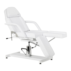 Fotel kosmetyczny hydrauliczny do pedicure Sillon 210 z kołyską i dzielonym podnóżkiem biały (155703)