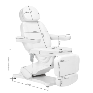 Elektryczny fotel kosmetyczny SILLON CLASSIC 4 silniki z kołyską biały  (148290)