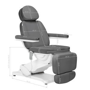Elektryczny fotel kosmetyczny SILLON CLASSIC 4 silniki z kołyską szary (148291)