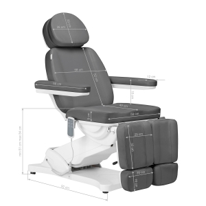Elektryczny fotel kosmetyczny SILLON CLASSIC 3 silniki z kołyską pedi szary (148293)